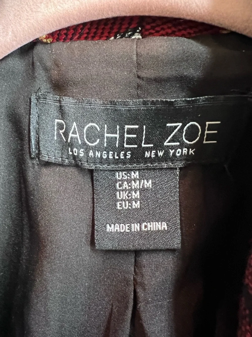 RACHEL ZOE Preppy Red Raw Hemmed Tartan Plaid Equestrian Blazer, M - Picture 16 of 16